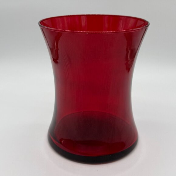 Vintage Red Hand Blown Glass Flared Vase 8.0" Tall Mouth 6.5 Wide - Picture 3 of 6